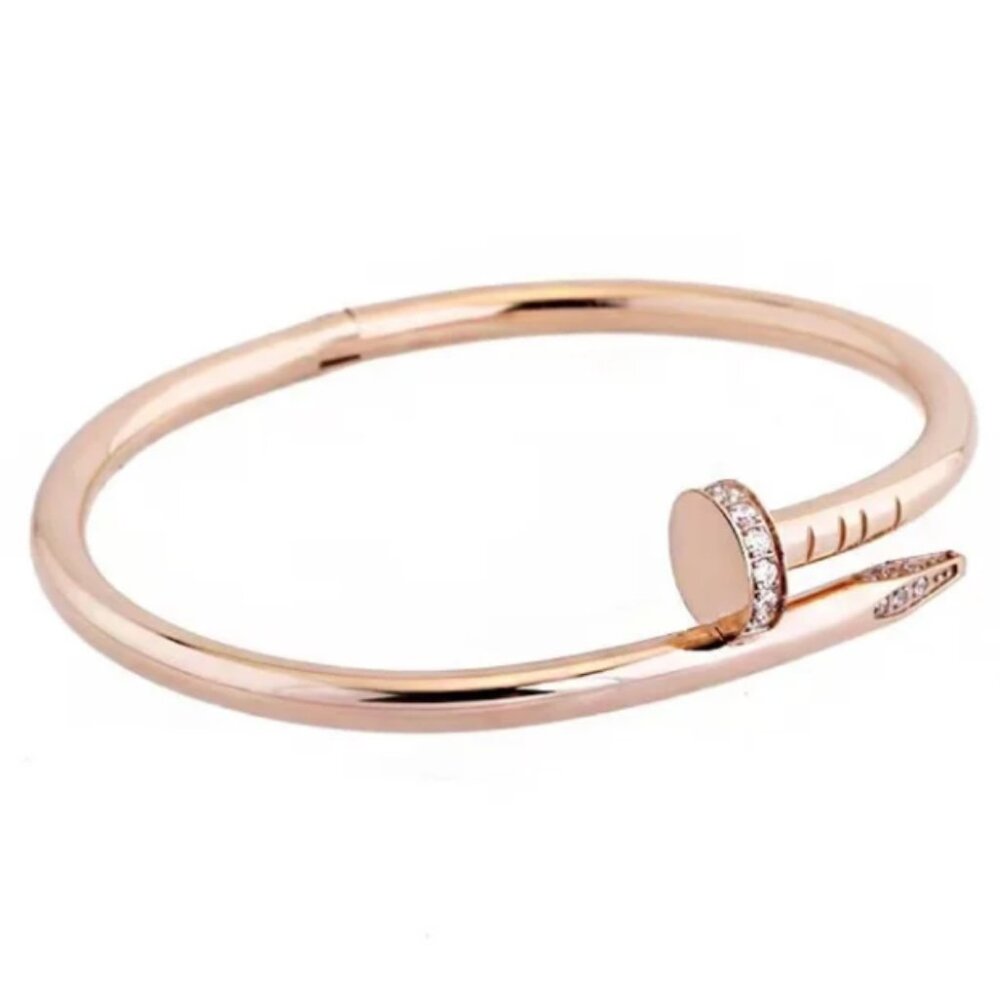 Classic and Modern Nail Shaped Luxury Inspired Design Rose Gold Bangle Bracelet